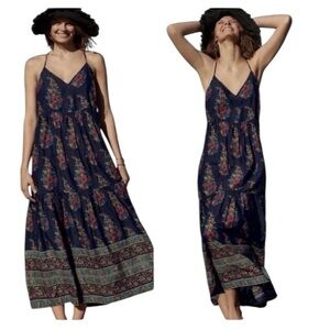 Maeve Anthropology Geneva Floral Maxi Long Dress Spaghetti Straps 2X NWT Boho